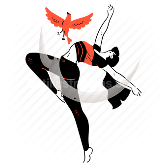 dance, dancing, woman, activity, entertainment, bird, nature